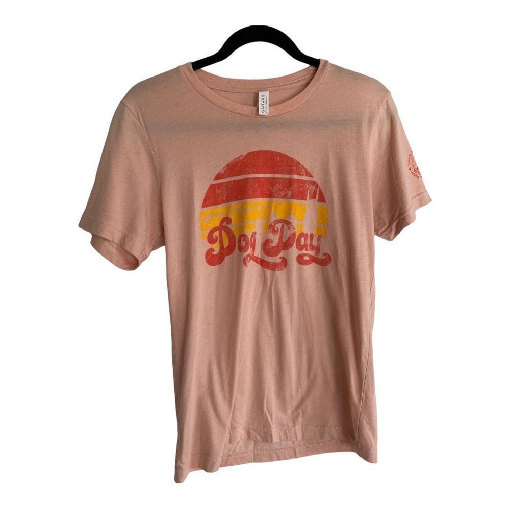 Bella Canvas Women's Pink Dog Day Print Short Sleeve T-Shirt Size Small
